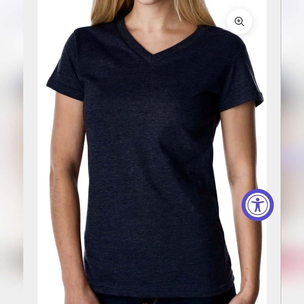 Stanfields 100% Cotton Made In Canada Black Vneck Womens Short Sleeve Tshirt Tee